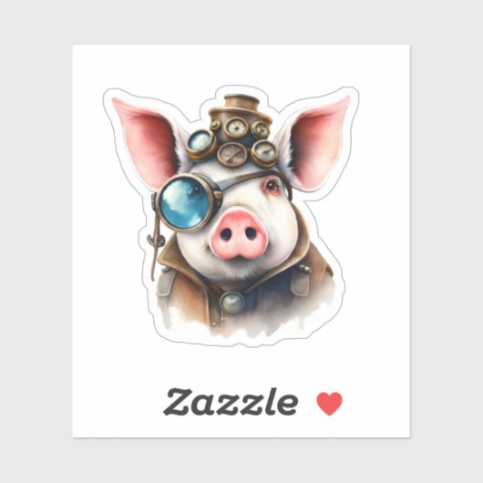 Steampunk Pig Sticker (Vel)