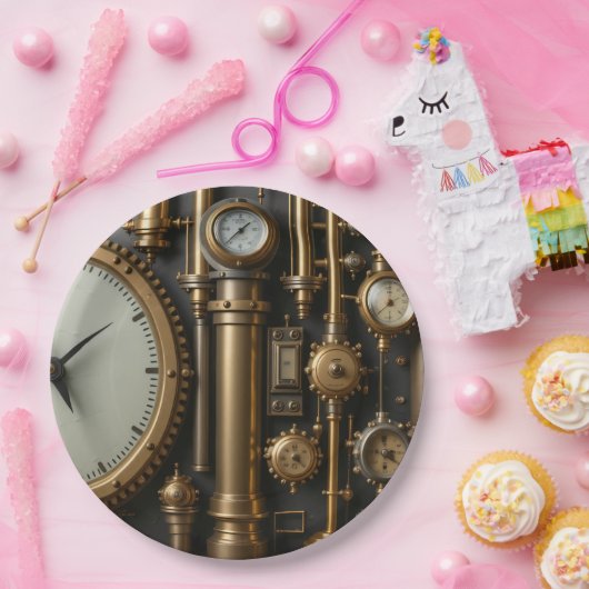 Steampunk Pijpen en Gages Borden Papieren Bordje (Feest)