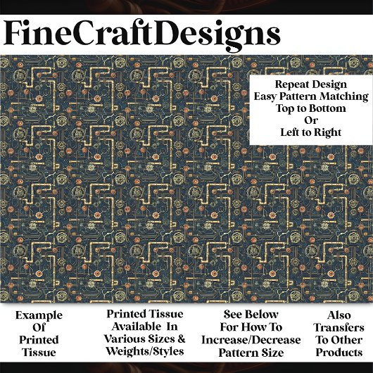 Steampunk Pijpen & Gears, Rood & Goud BL9 Decoupag Tissuepapier