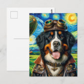 Steampunk Piloot Berner Berghond Van Gogh Briefkaart (Voorkant / Achterkant)