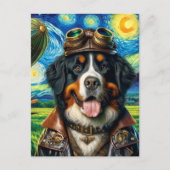 Steampunk Piloot Berner Berghond Van Gogh Briefkaart (Voorkant)