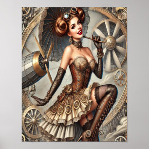 Steampunk Pin-Up Poster 3, Glamour &
