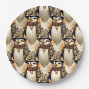 Steampunk Pinguïn 1 Patroon Papieren Bordje