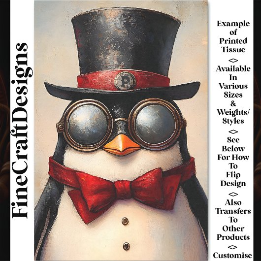Steampunk Pinguïn Op Maat Gemaakte Initiaal BA2 De Tissuepapier