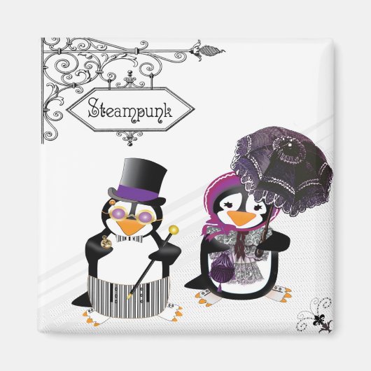 Steampunk pinguïns magneet (Voorkant)