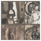 Steampunk Pinups Quilt Block Print Stof (Close Up)