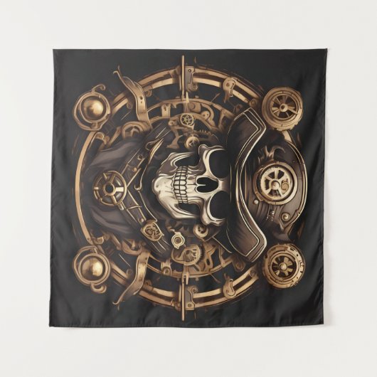 Steampunk Pirate Skull Tapestry Wandkleed (Voorkant (horizontaal))