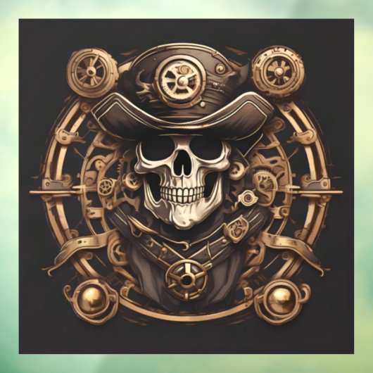Steampunk Pirate Skull Venster Cling Raamsticker (Vel 3)