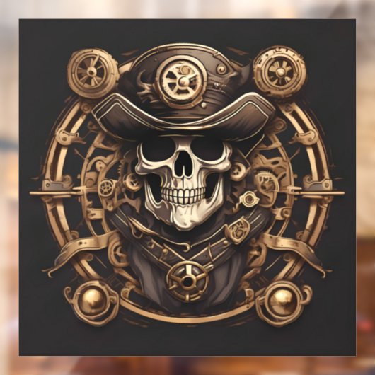 Steampunk Pirate Skull Venster Cling Raamsticker (Vel 2)