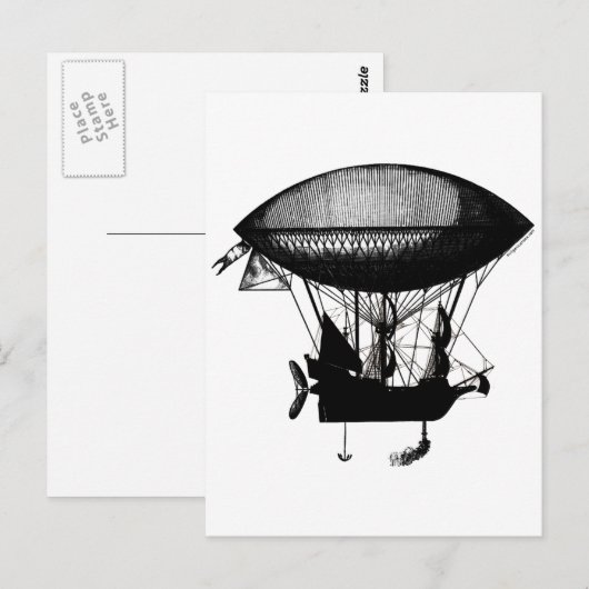 Steampunk piratenschip briefkaart (Voorkant / Achterkant)