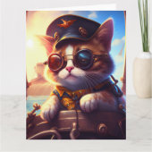 Steampunk Piratenschip Kapitein Cat Kaart (Voorkant)