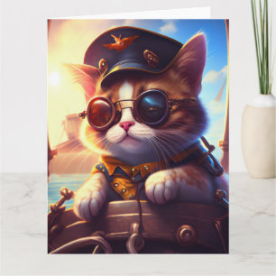 Steampunk Piratenschip Kapitein Cat Kaart