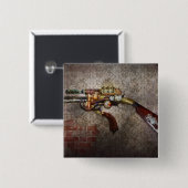 Steampunk - Pistool - de zijarm Vierkante Button 5,1 Cm (Voorkant /achterkant)