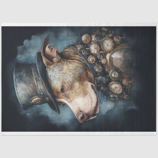 Steampunk Pit Bull 1 Decoupage papier (Voorkant)