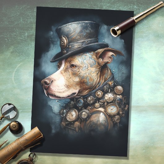 Steampunk Pit Bull 1 Decoupage papier