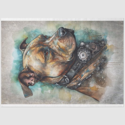 Steampunk Pit Bull 3 Decoupage papier (Voorkant)