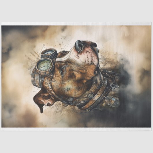 Steampunk Pit Bull 4 Decoupage papier (Voorkant)