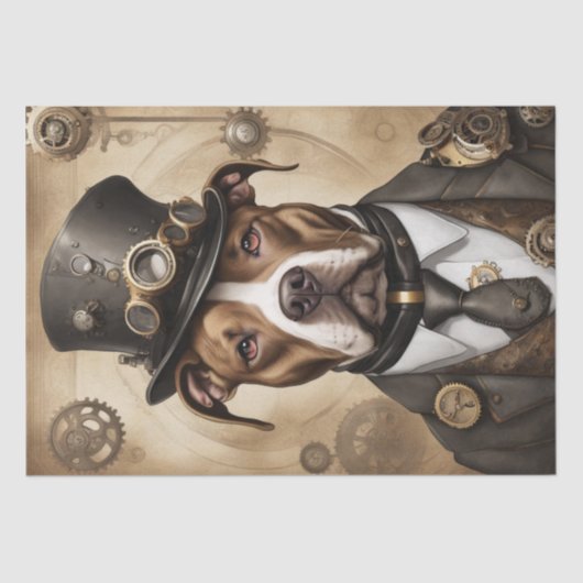 Steampunk Pitbull Decoupage Papier (Voorkant)