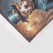 Steampunk Pitbull die gitaar speelt in pub - Tissuepapier (Detail)