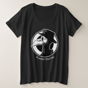 Steampunk Plague Doctor Bird Mask B/W Grote Maat T-shirt