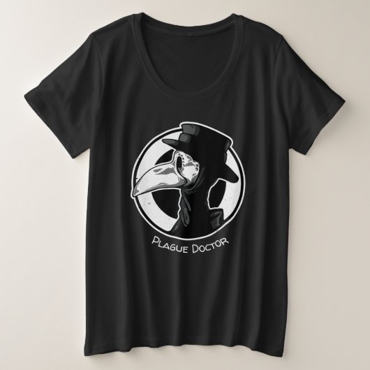 Steampunk Plague Doctor Bird Mask B/W Grote Maat T-shirt (Design voorkant)