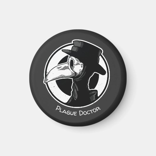 Steampunk Plague Doctor Bird Mask B/W Magneet (Voorkant)