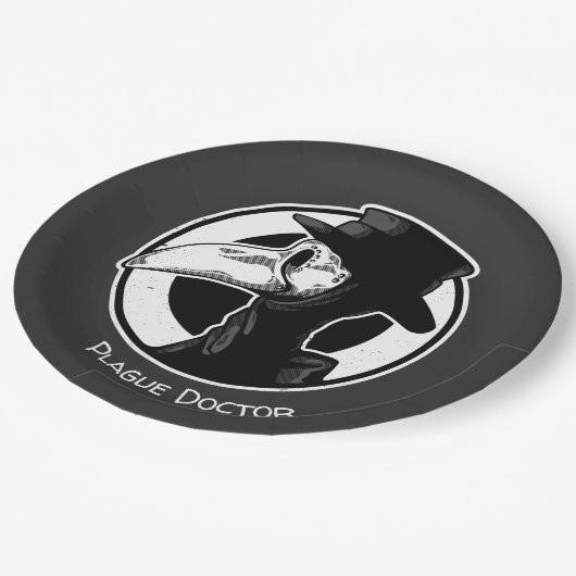 Steampunk Plague Doctor Bird Mask B/W Papieren Bordje (Gekanteld)