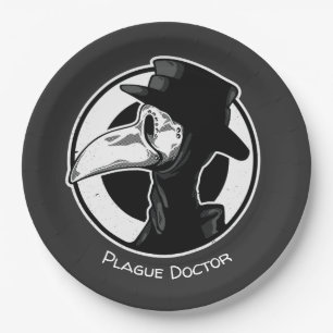Steampunk Plague Doctor Bird Mask B/W Papieren Bordje