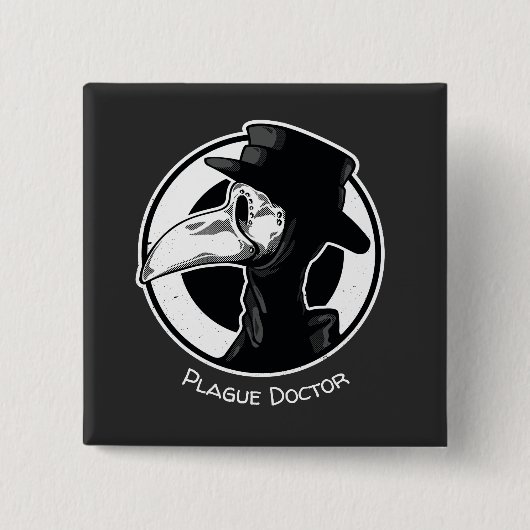 Steampunk Plague Doctor Bird Mask B/W Vierkante Button 5,1 Cm (Voorkant)