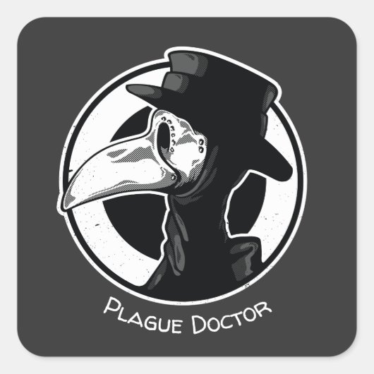 Steampunk Plague Doctor Bird Mask B/W Vierkante Sticker (Voorkant)