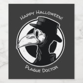 Steampunk Plague Doctor Bird Mask B/W Wijn Etiket (Enkel label)