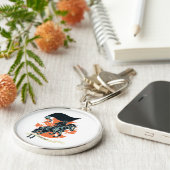 Steampunk Plague Rider Doctor in de paardenrugge m Sleutelhanger (Zijkant)