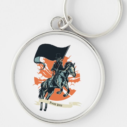 Steampunk Plague Rider Doctor in de paardenrugge m Sleutelhanger (Voorkant)