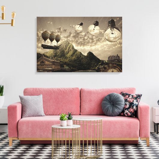 Steampunk Platteland verpakt Canvas (Insitu (Woonkamer))