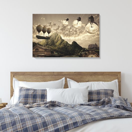 Steampunk Platteland verpakt Canvas (Insitu (Slaapkamer))