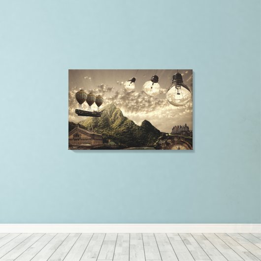 Steampunk Platteland verpakt Canvas (Insitu (Houten vloer))