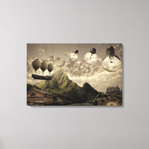 Steampunk Platteland verpakt Canvas