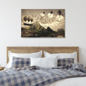 Steampunk Platteland verpakt Canvas Afdruk (Insitu (Slaapkamer))