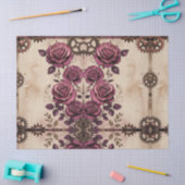 Steampunk Plum Roses & Gears Wrapping Paper Tissuepapier (Craft)
