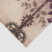 Steampunk Plum Roses & Gears Wrapping Paper Tissuepapier (Detail)