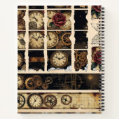 Steampunk Plum Rozen & Gears Notitieboek (Achterkant)