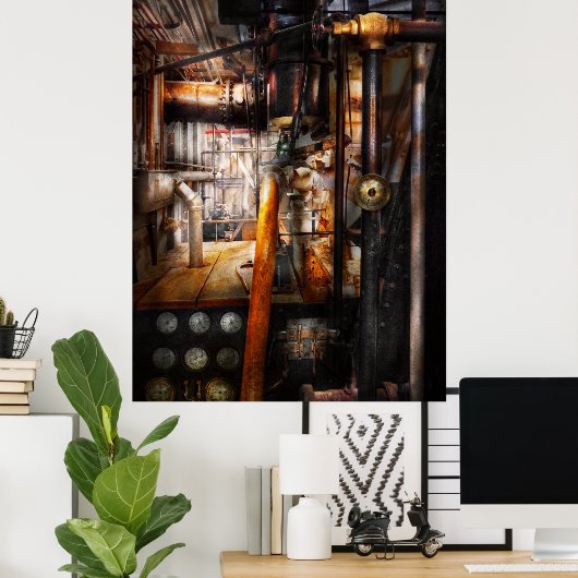 Steampunk - Plumbing - Pipes Poster (Thuiskantoor)