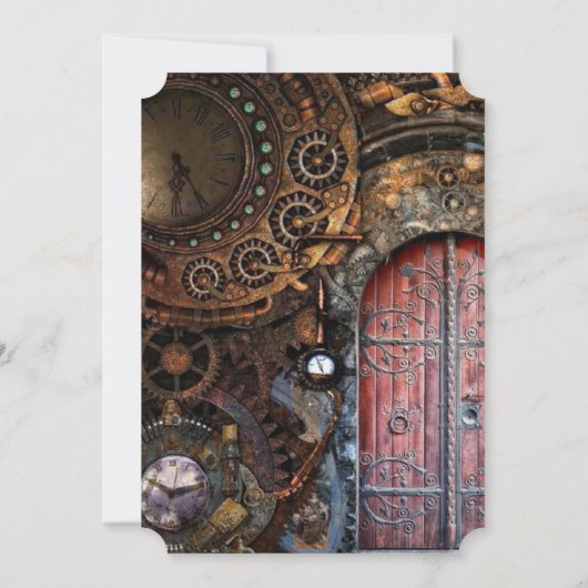 Steampunk Pocket horloge Bruiloft Uitnodigingen (Achterkant)
