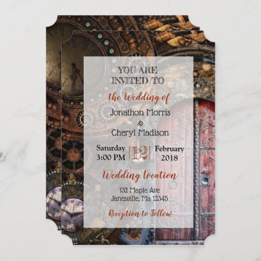 Steampunk Pocket horloge Bruiloft Uitnodigingen (Voorkant / Achterkant)