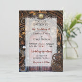 Steampunk Pocket horloge Bruiloft Uitnodigingen (Staand voorkant)