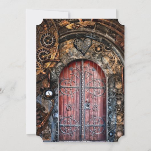 Steampunk Pocket horloge Bruiloft Uitnodigingen (Achterkant)