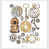 Steampunk Pocket watch Gears Skeleton Keys collage Sticker (Vel)