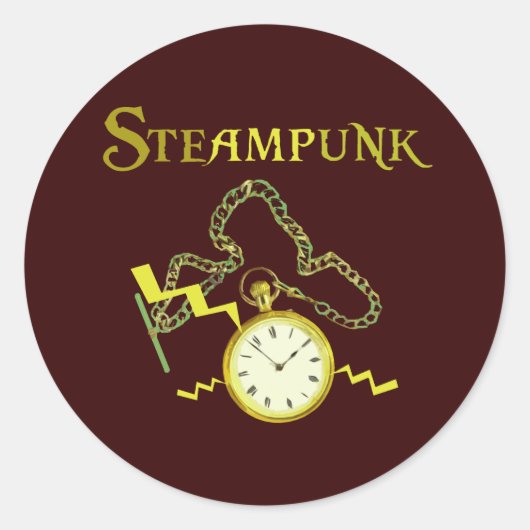 Steampunk Pocketwatch Ronde Sticker (Voorkant)
