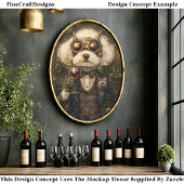 Steampunk Poedel Hond Drink Wijn CP3 Decoupage Tissuepapier