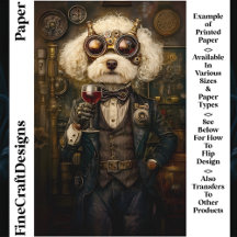 Steampunk Poedel Hond Drink Wine CP3 Craft Paper